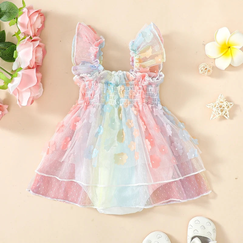 PASTEL Flowers Romper Dress