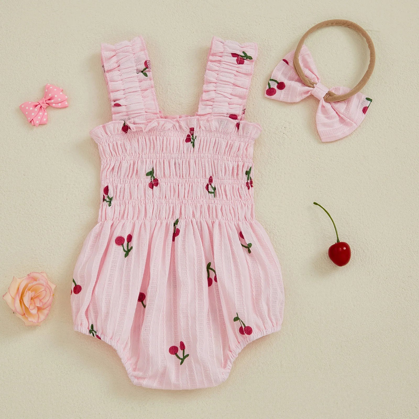 CHERRIES Smocked Romper