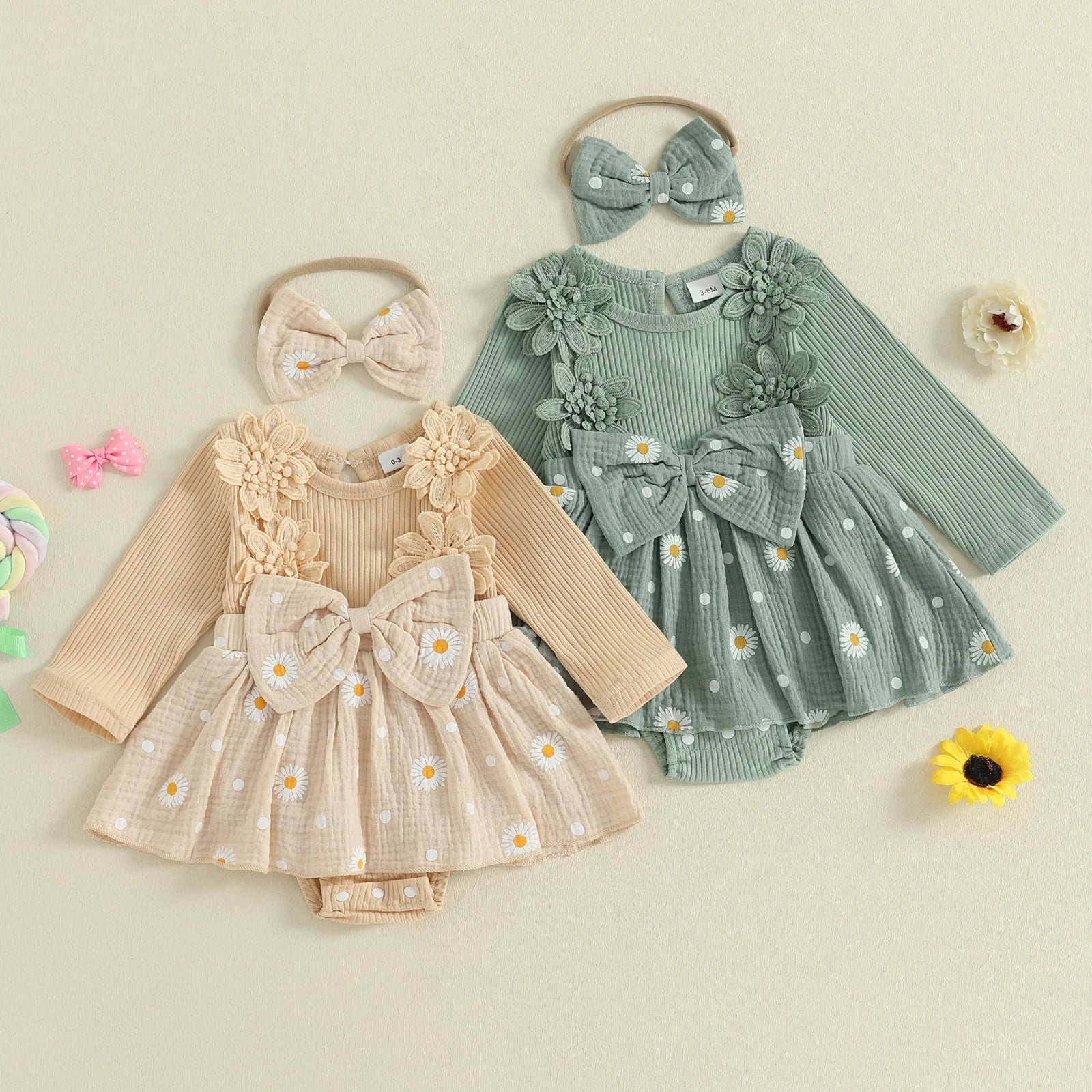 DAISY Crochet Floral Romper Dress