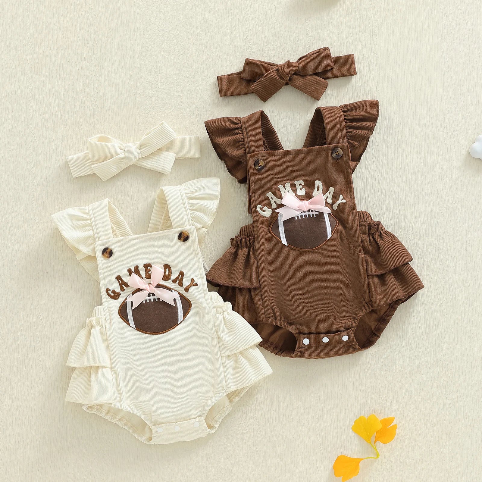 GAME DAY Football Ruffle Romper