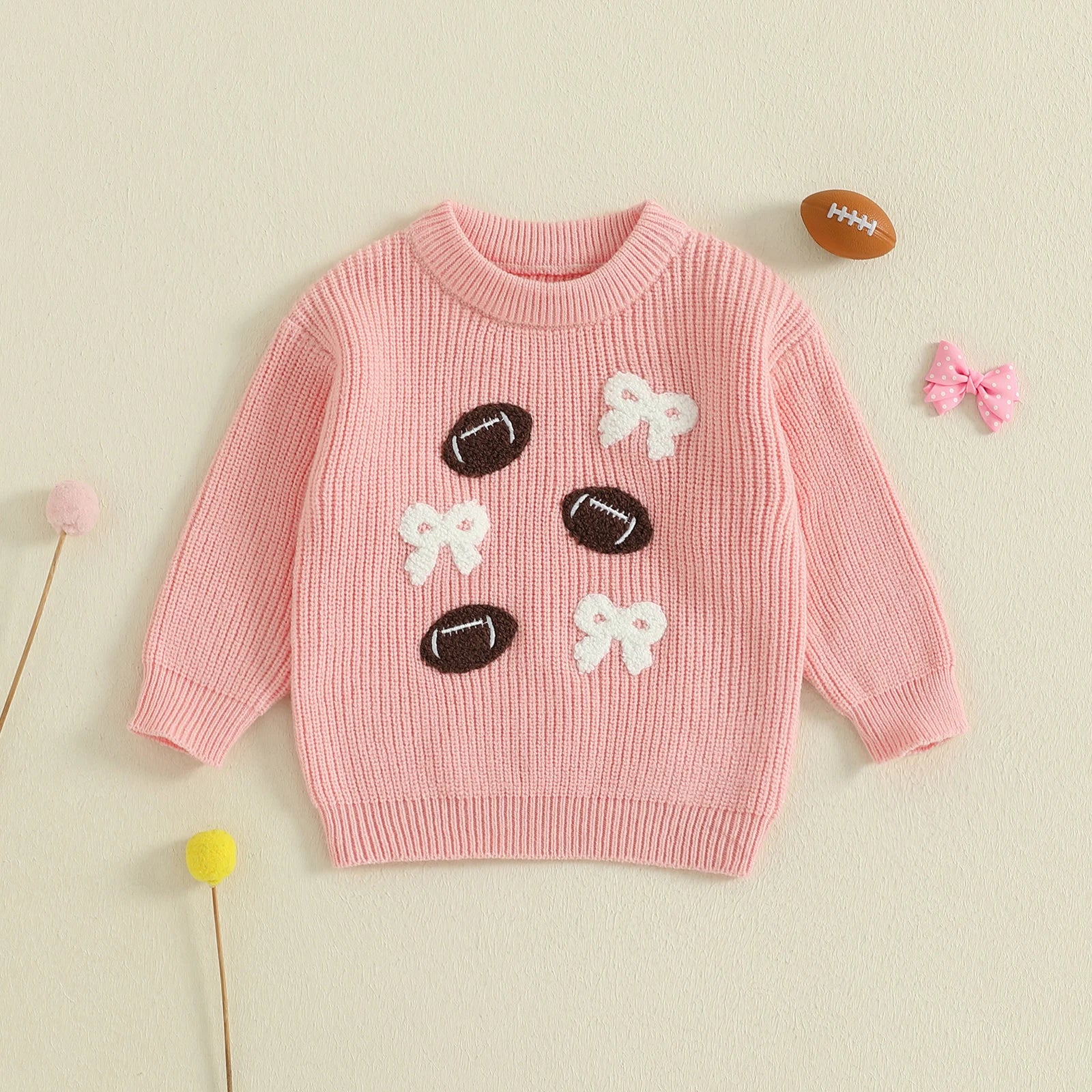 FOOTBALLS & BOWS Knitted Sweater