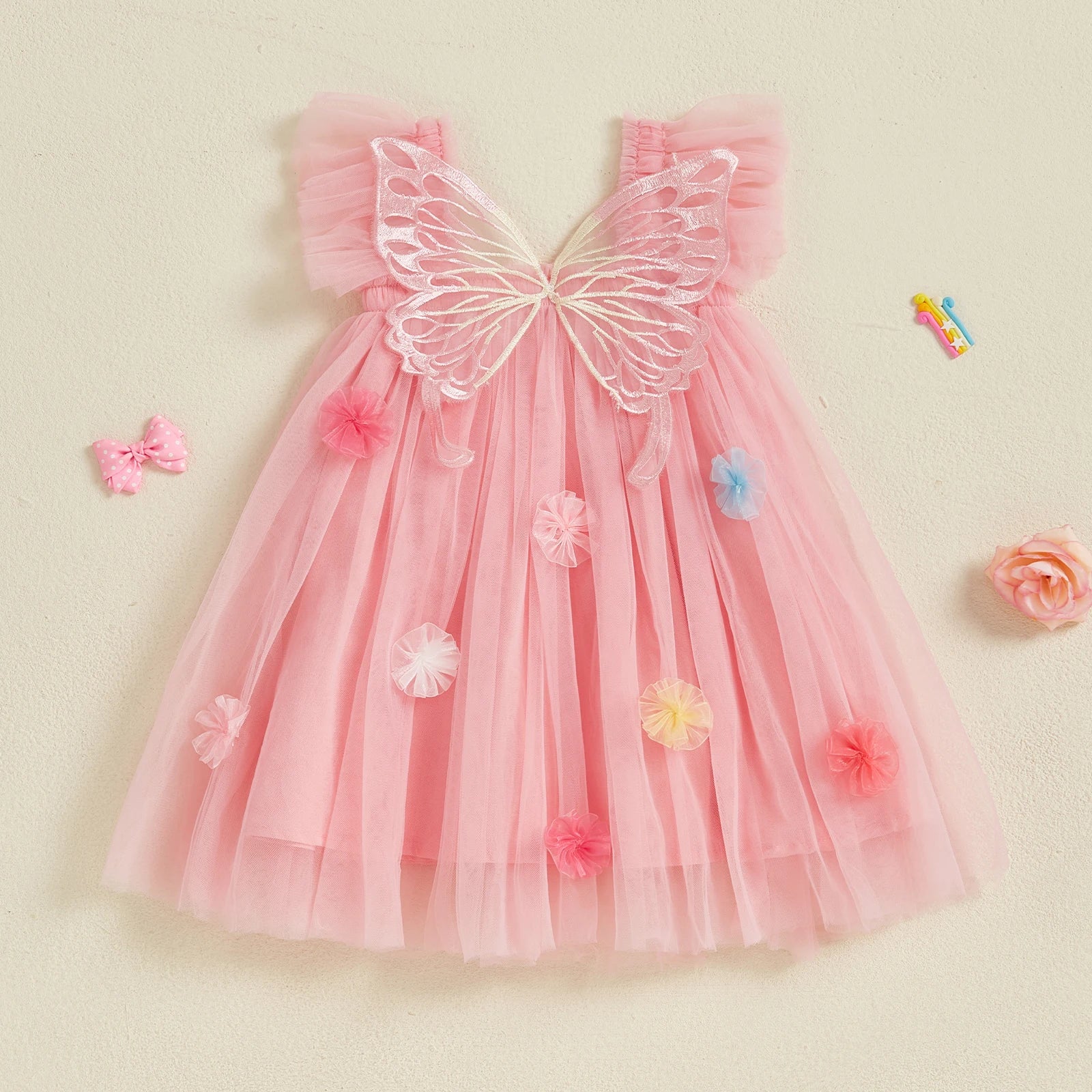 BUTTERFLY Pompom Tulle Dress