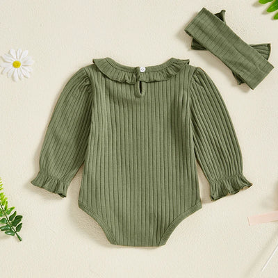 CORA Ribbed Collar Long-Sleeve Onesie