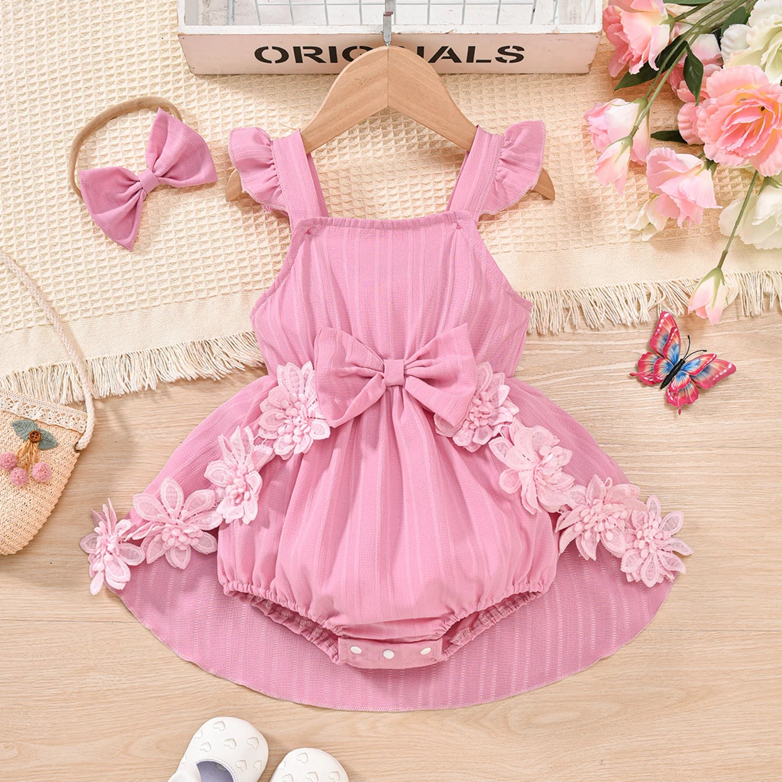 PRETTY IN PINK Floral Overskirt Romper