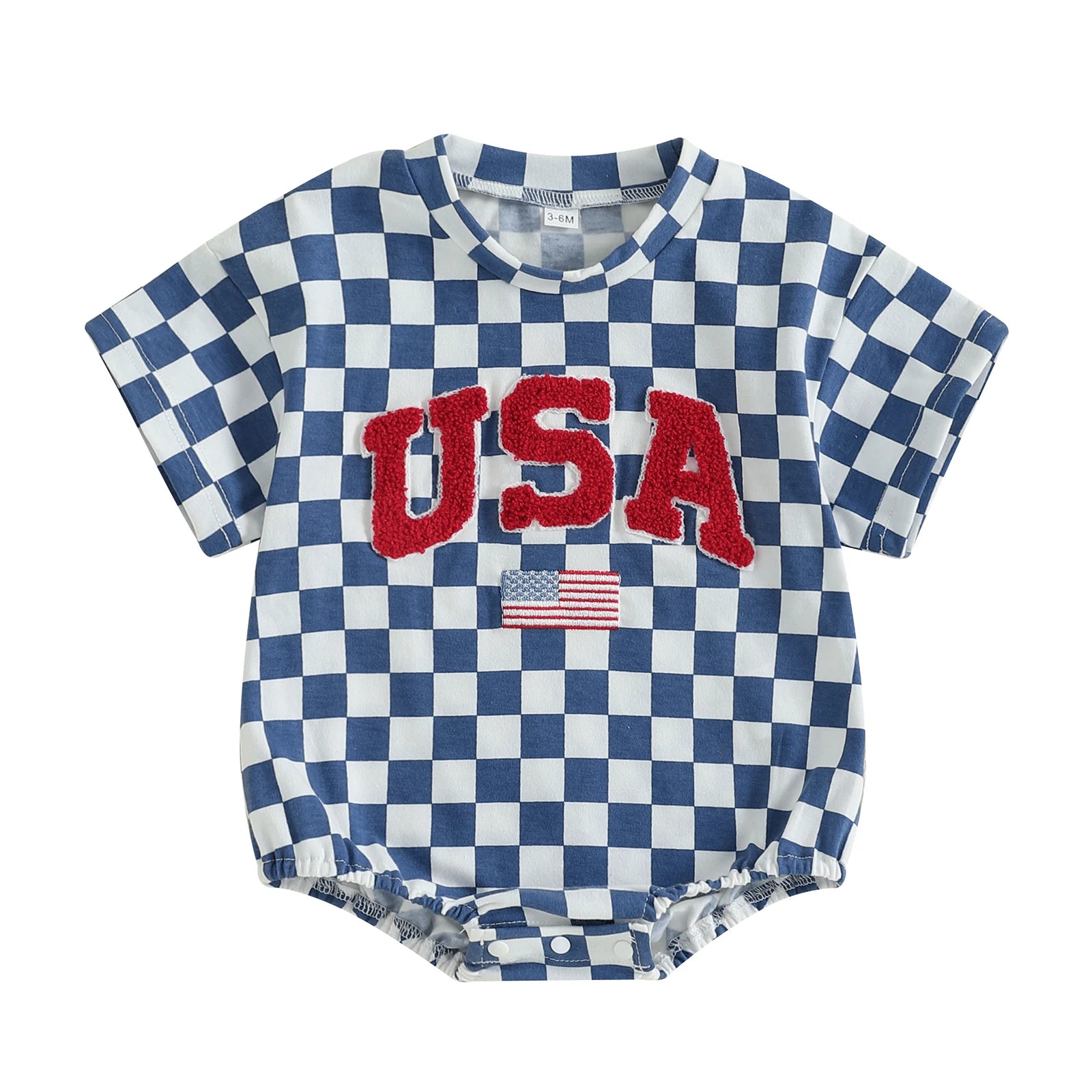 USA Checkered Blue T-Shirt Onesie