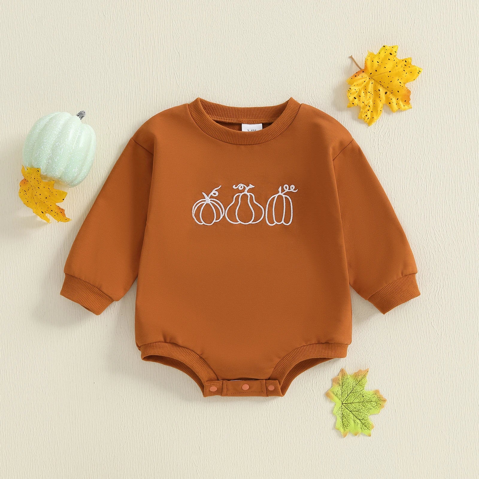 PUMPKINS Brown Long-Sleeve Onesie