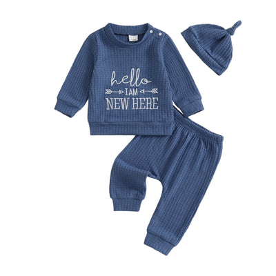HELLO I'M NEW HERE Waffle Knit Outfit
