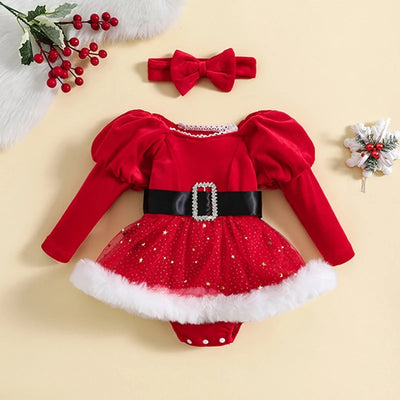 SPARKLING MISS SANTA Romper Dress