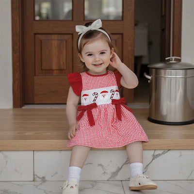 SANTA & CANDY CANE Plaid Bowtie Dress