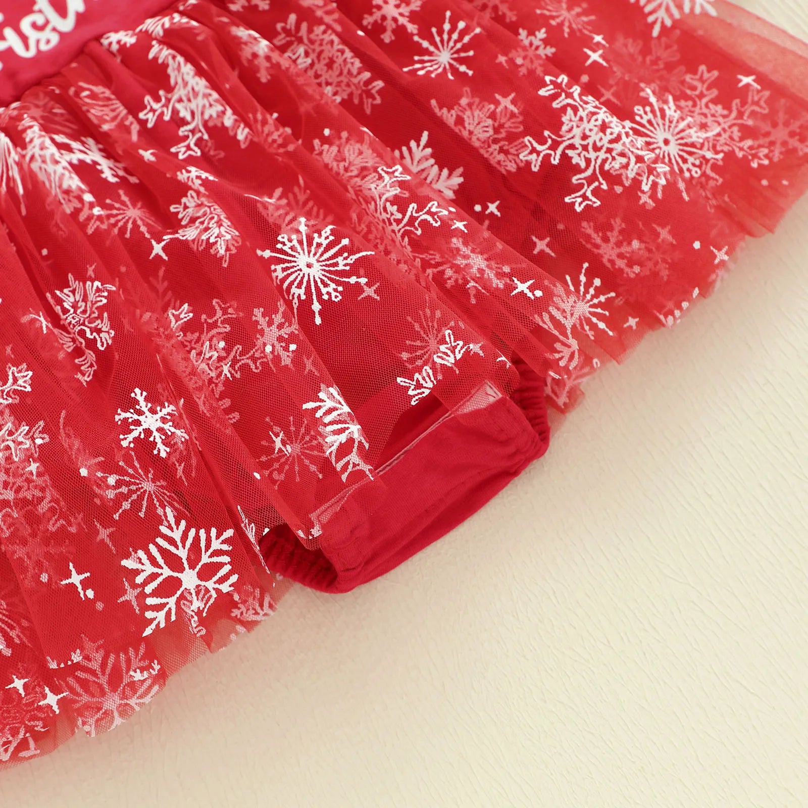 MY FIRST CHRISTMAS Snowflake Tulle Romper Dress