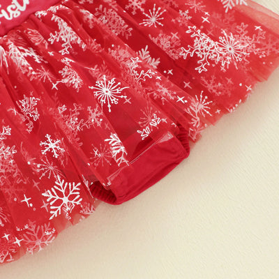 MY FIRST CHRISTMAS Snowflake Tulle Romper Dress