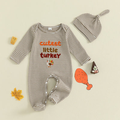 CUTEST LITTLE TURKEY Striped Jumpsuit