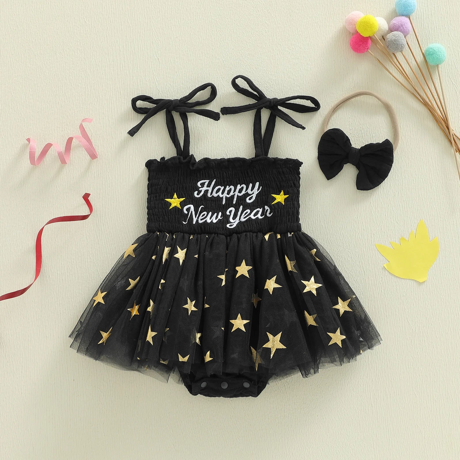 HAPPY NEW YEAR Stars Romper Dress