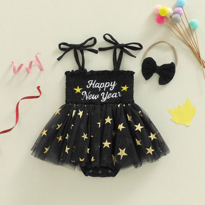 HAPPY NEW YEAR Stars Romper Dress