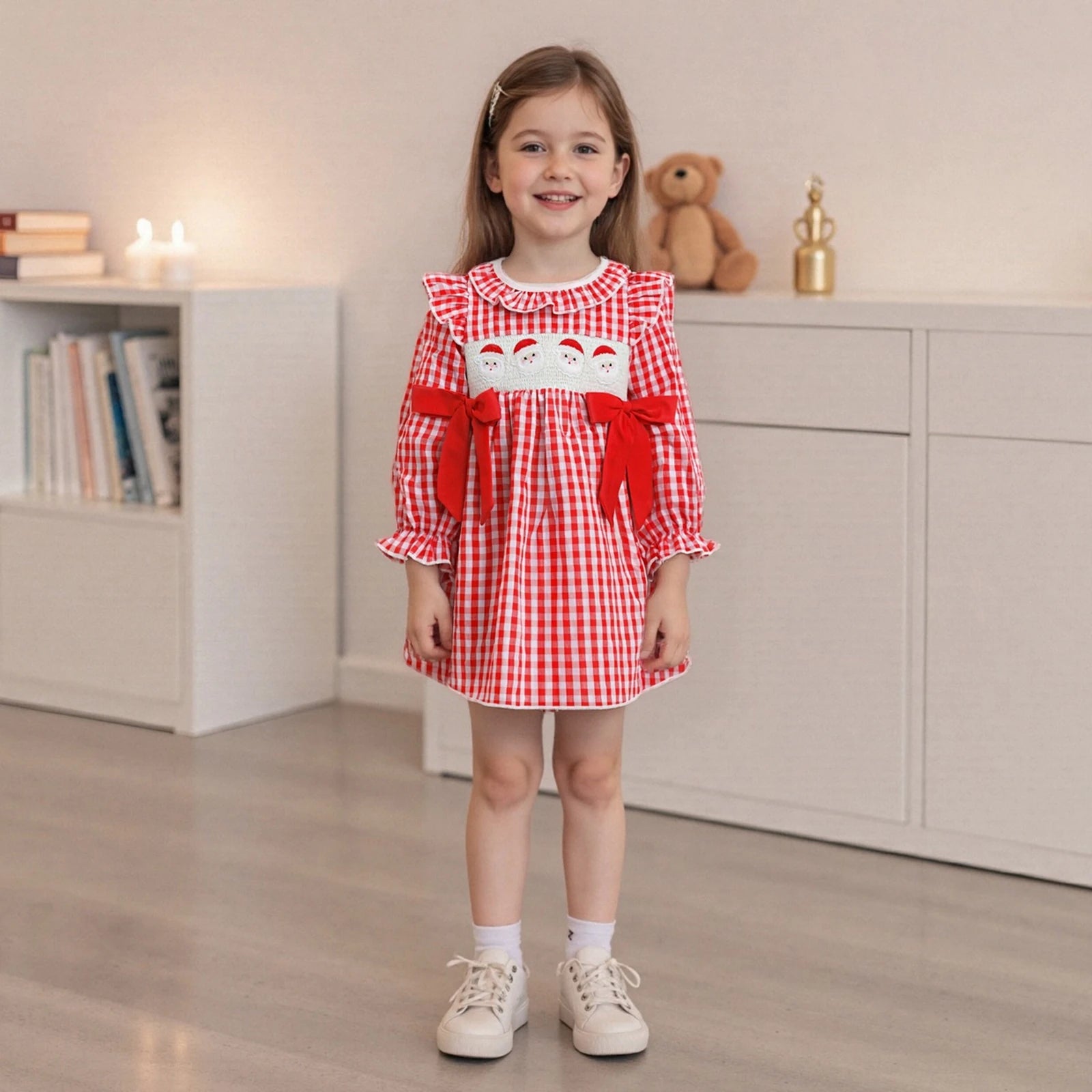 SANTA Plaid Bowtie Dress