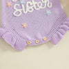 LITTLE SISTER Knitted Floral Romper