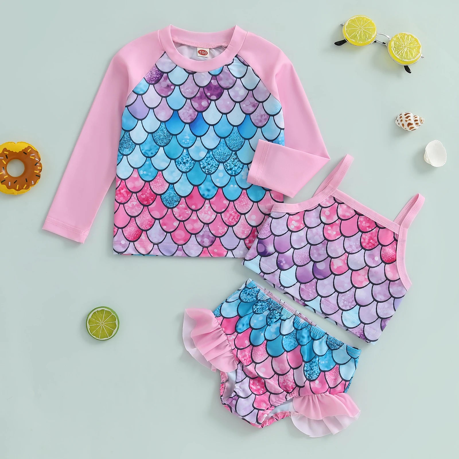 ALOHA Bikini and Long-Sleeve Top Swim Set