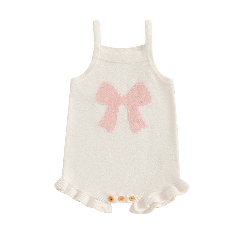 PINK BOW Knitted Romper