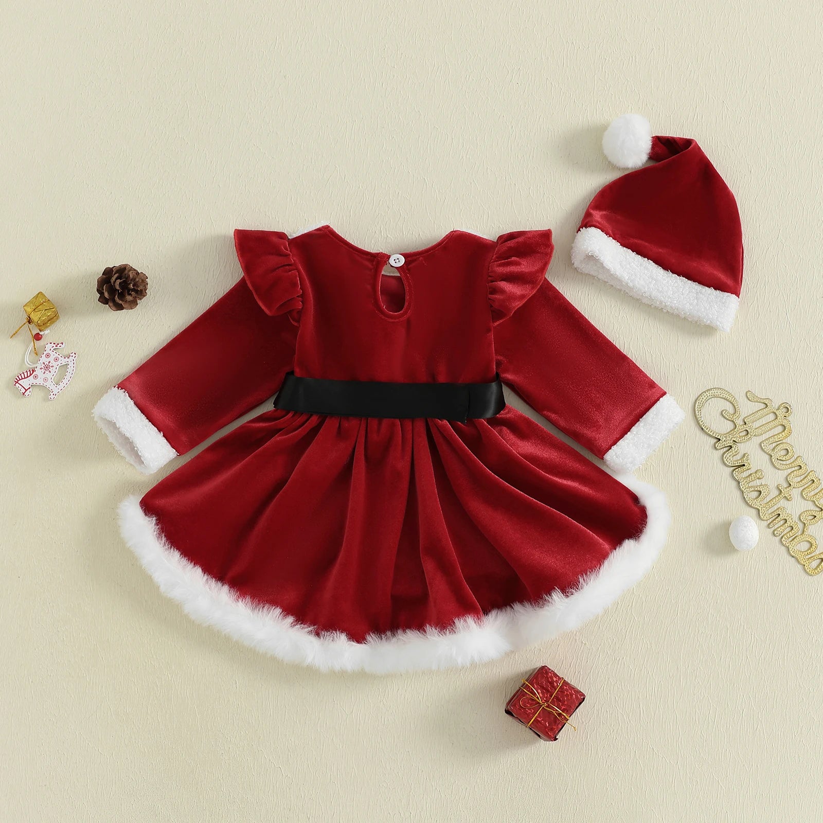 MISS CLAUS Romper Dress with Hat