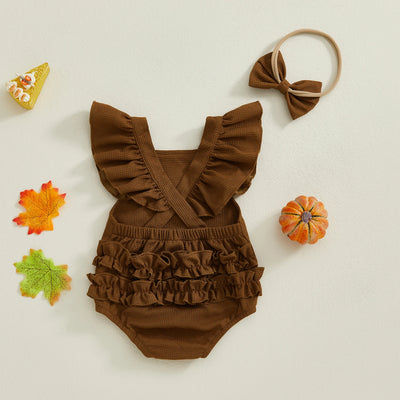 LITTLE TURKEY Waffle Knit Romper