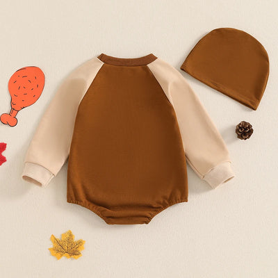 LITTLE TURKEY Long-Sleeve Romper with Beanie