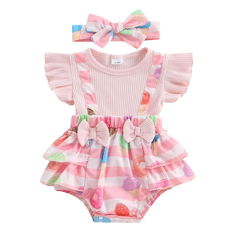 ICE CREAM & DONUTS Ruffle Romper