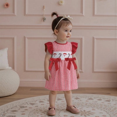 SANTA & CANDY CANE Plaid Bowtie Dress