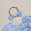 ELSIE Smocked Blue Romper
