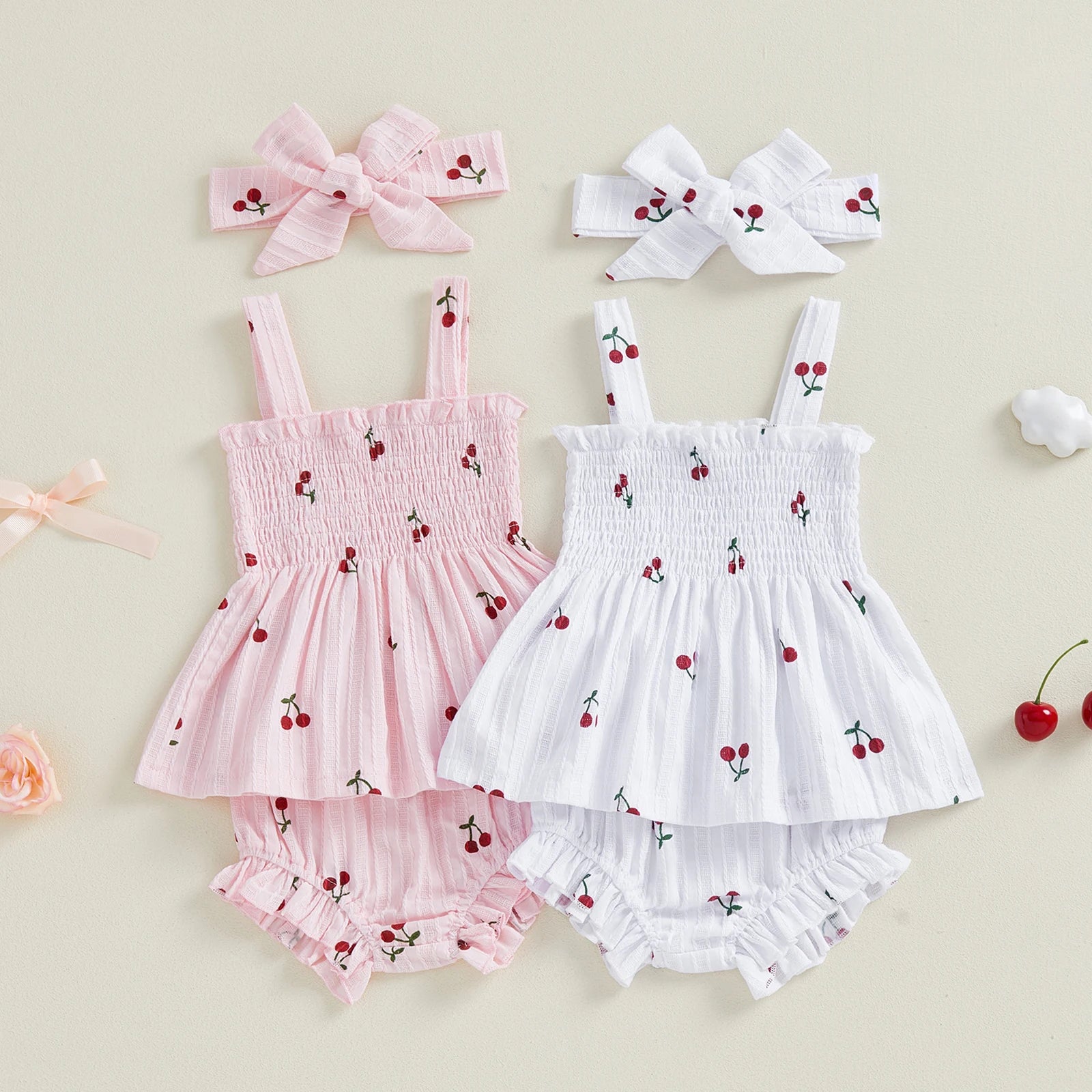 SWEET CHERRY Smocked Summer Outfit