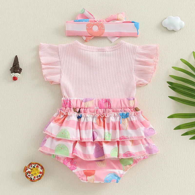 ICE CREAM & DONUTS Ruffle Romper
