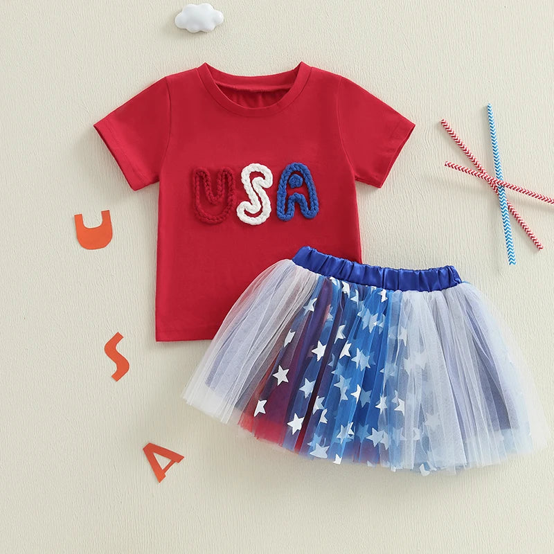USA Layered Tulle Skirt Outfit