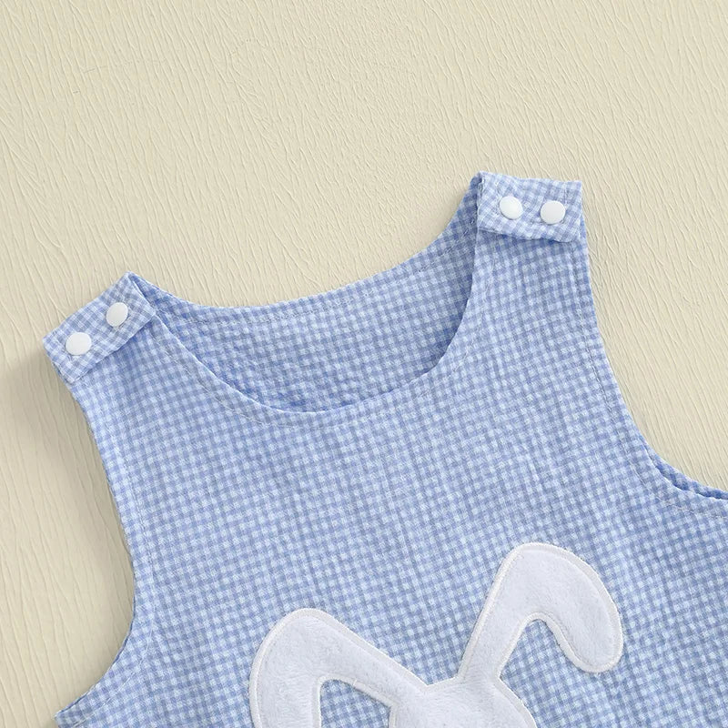 BUNNY Checkered Blue Romper