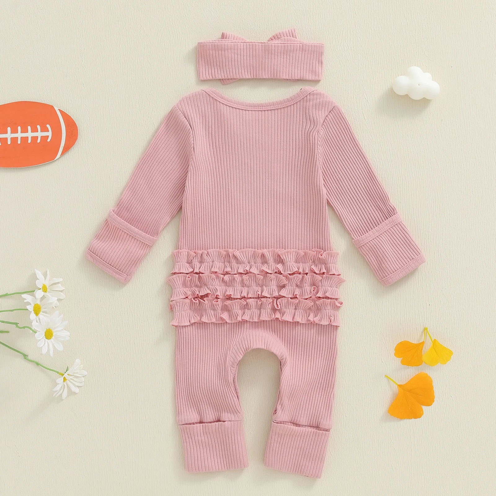 GAME DAY Pink Ruffle Jumpsuit