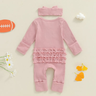 GAME DAY Pink Ruffle Jumpsuit