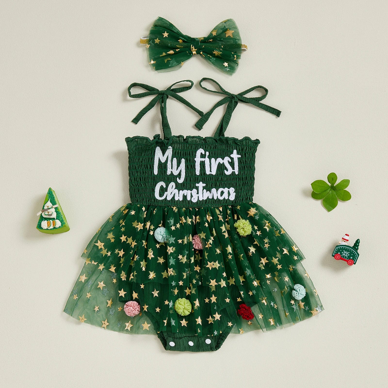 MY FIRST CHRISTMAS Sparkling Romper Dress