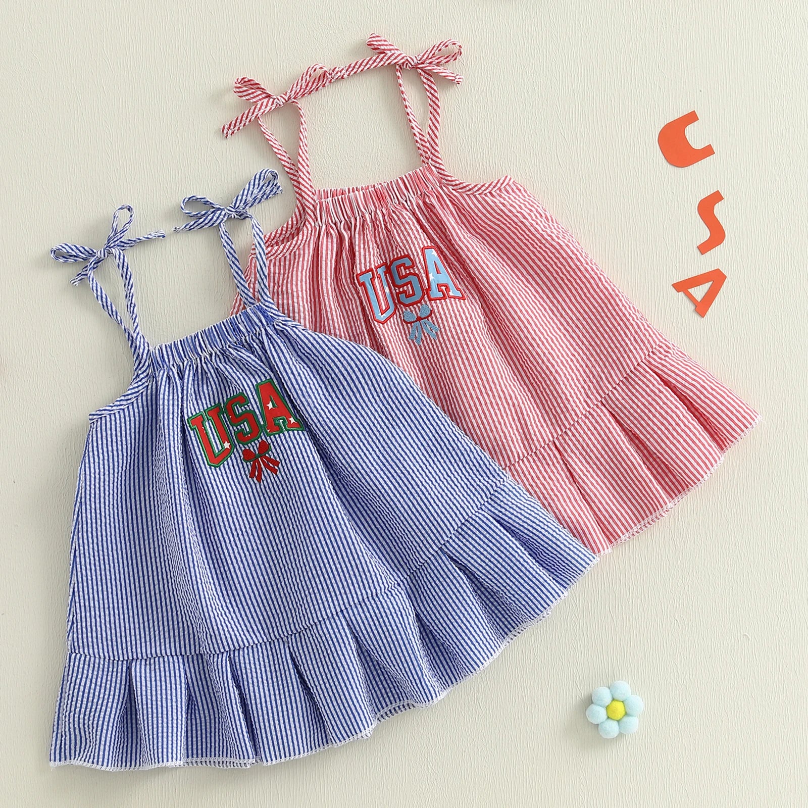 USA Striped Ruffle Dress