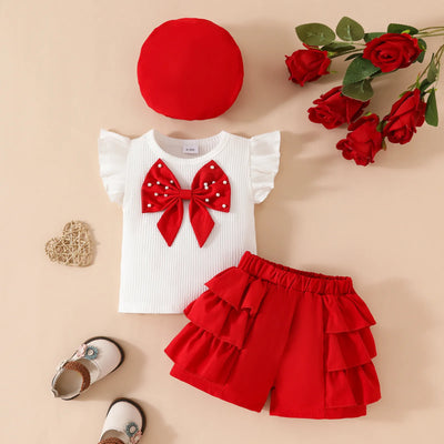 ZOE Bowtie Ruffle Shorts Outfit with Beret