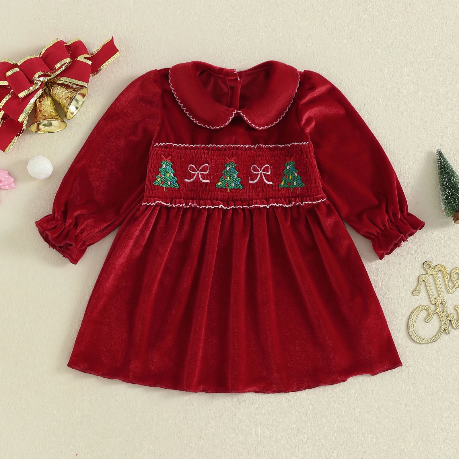 JOYFUL Red Velvet Dress