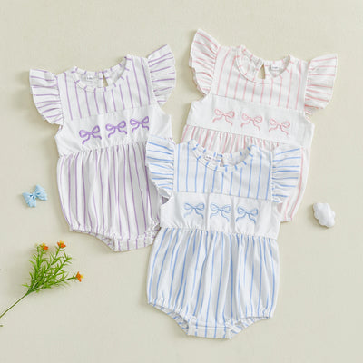 BOWTIES Striped Ruffle Romper