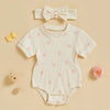BOWTIES Ribbed Romper with Headband