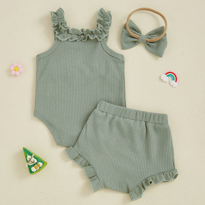 FLOWERS Ruffle Waffle Knit Outfit