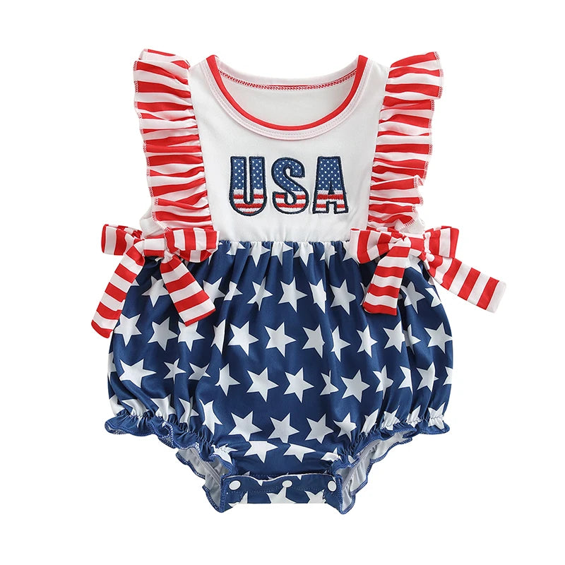 USA Ruffle Bowtie Romper