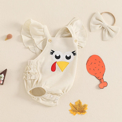 LITTLE TURKEY Waffle Knit Romper