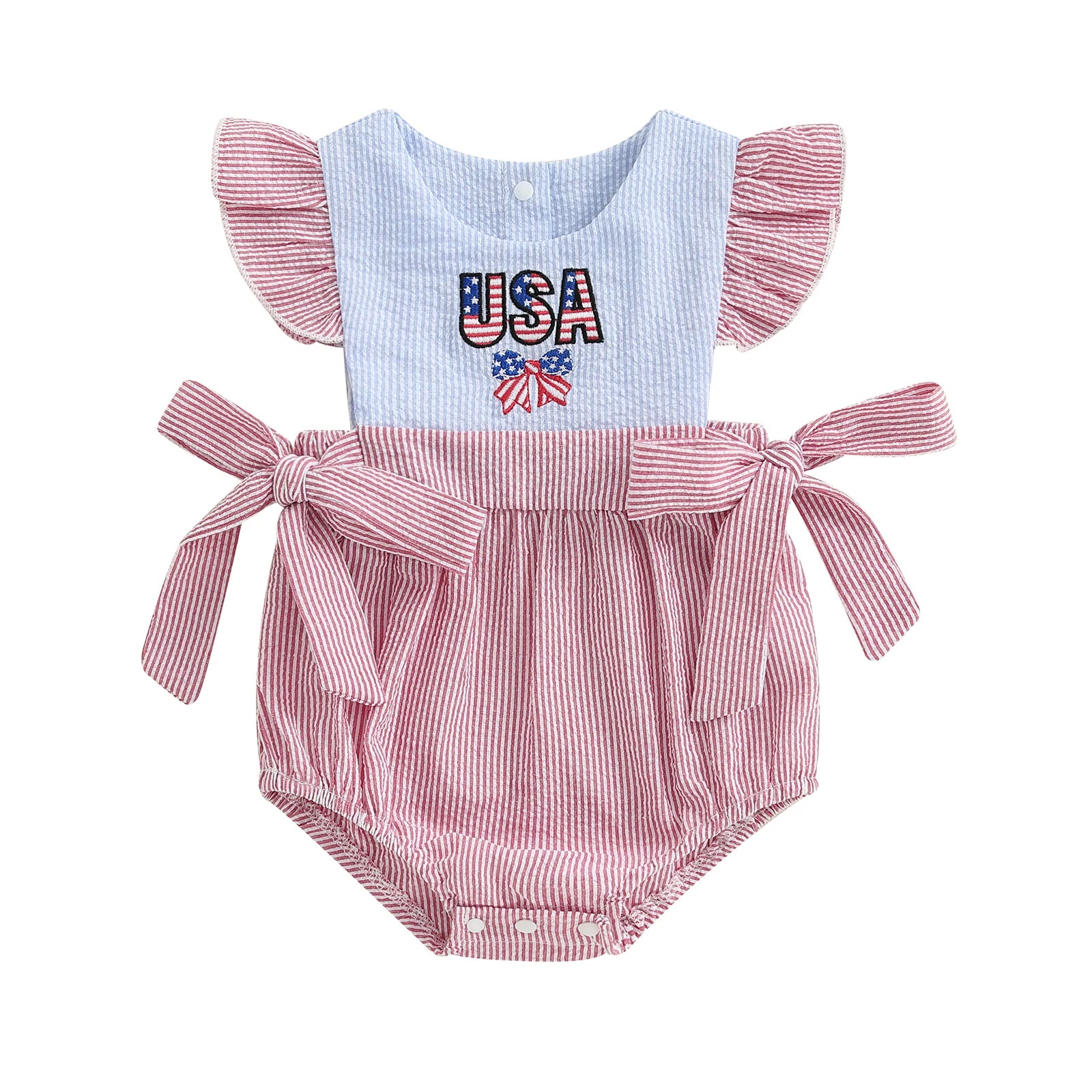 USA Striped Bowtie Romper