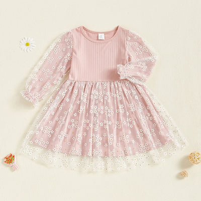 SADIE Flower Tulle Overlay Dress