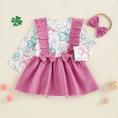 CLOVER Corduroy Bowtie Romper Dress