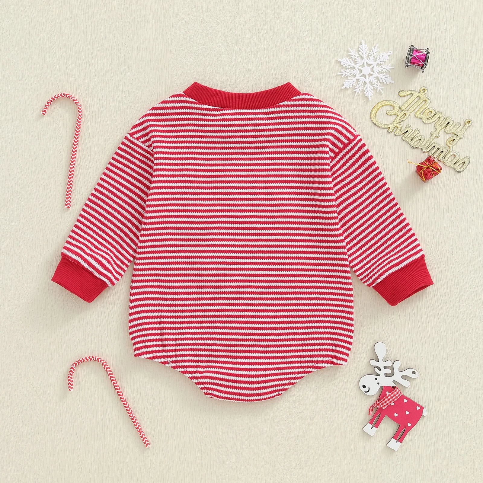 HO HO HO Striped Long-Sleeve Onesie