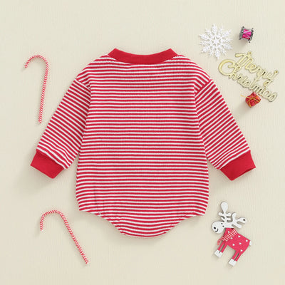 HO HO HO Striped Long-Sleeve Onesie