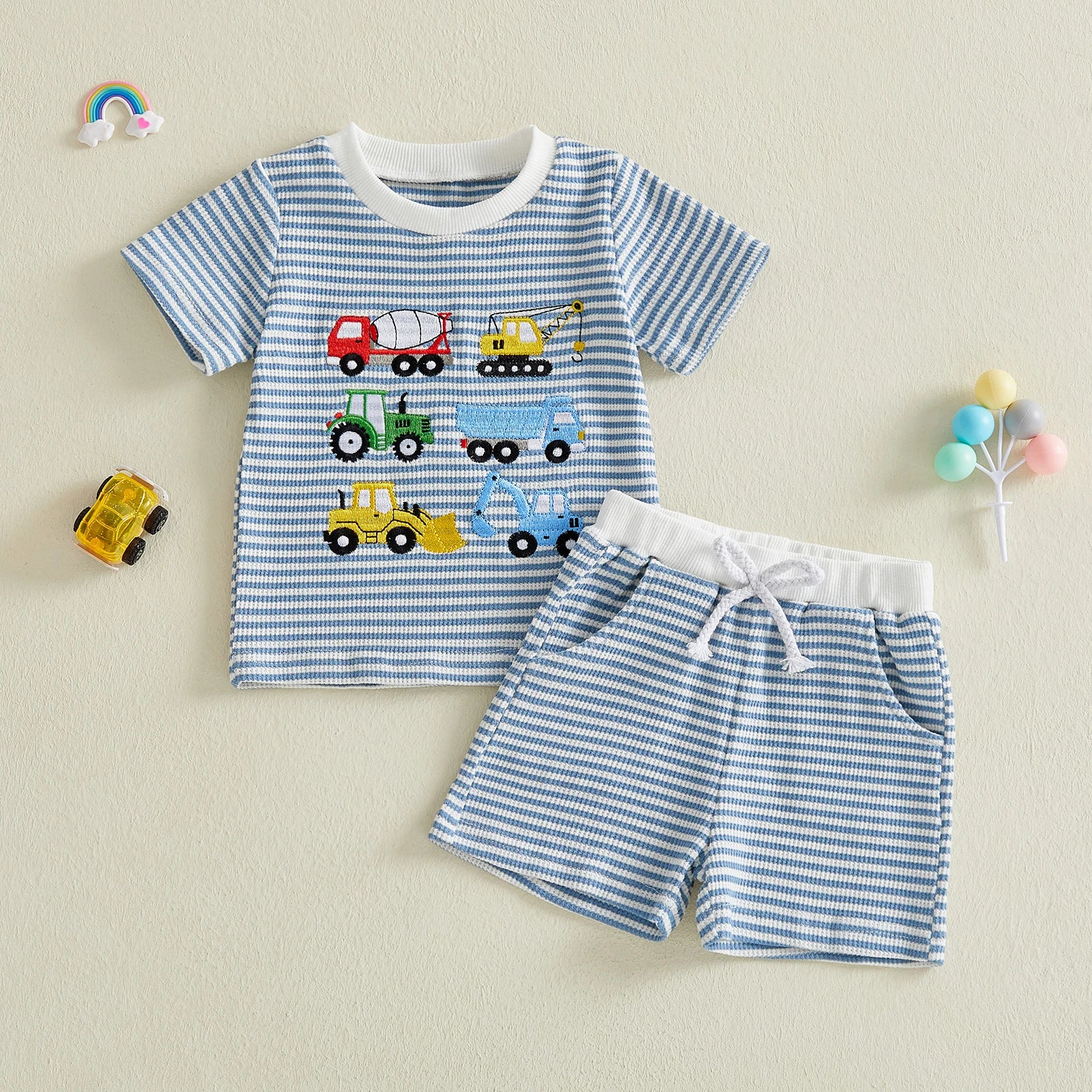 CONSTRUCTION VEHICLES Striped Outfit