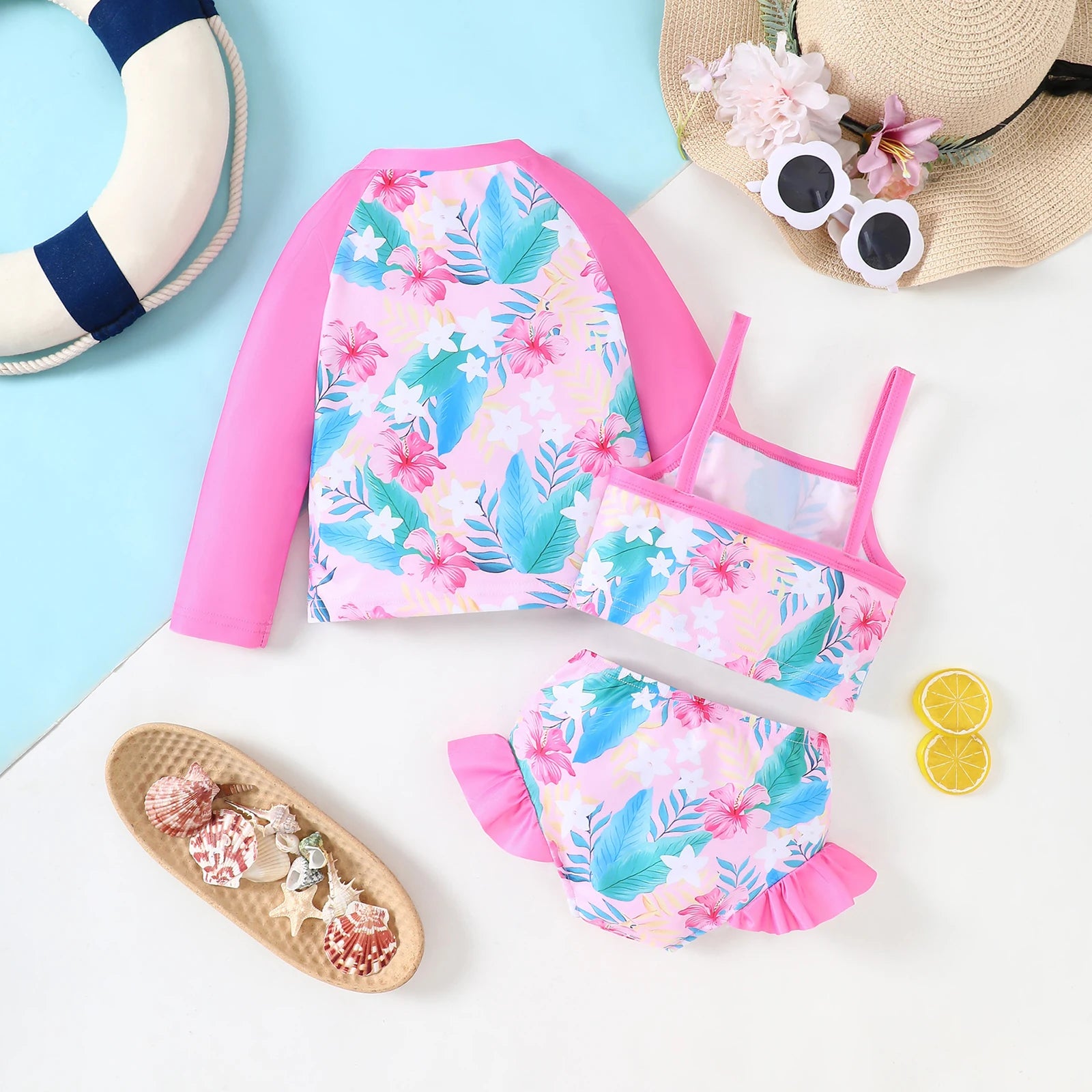 ALOHA Bikini and Long-Sleeve Top Swim Set